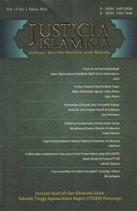 Justicia Islamica : Jurnal Kajian Hukum dan Sosial